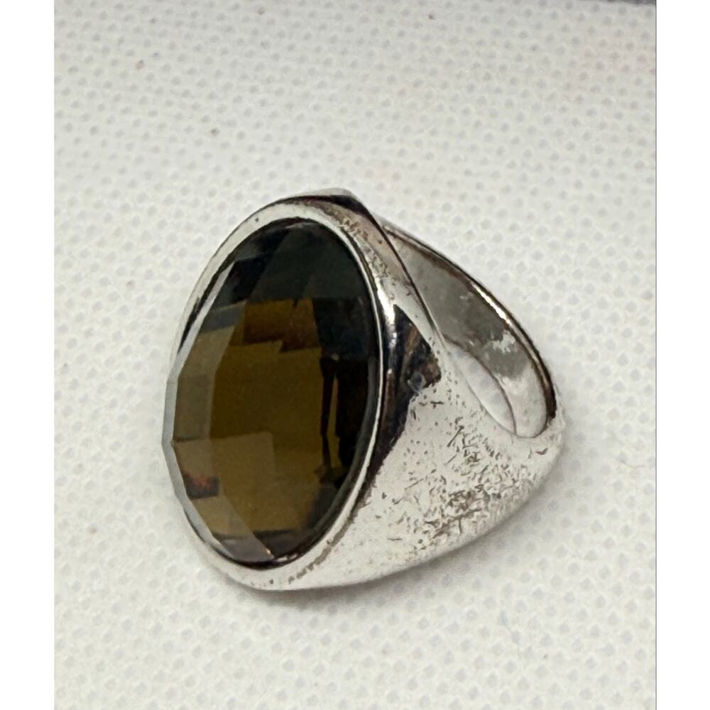 Smoky Quartz Look Oval Ring Size 6.5
Silver Tone Statement Cocktail Ring - Picture 4 of 15